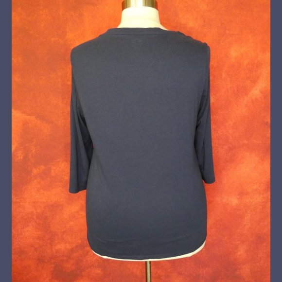 Navy Blue Westport Top Three Quarter Sleeves 2X - Picture 5 of 8